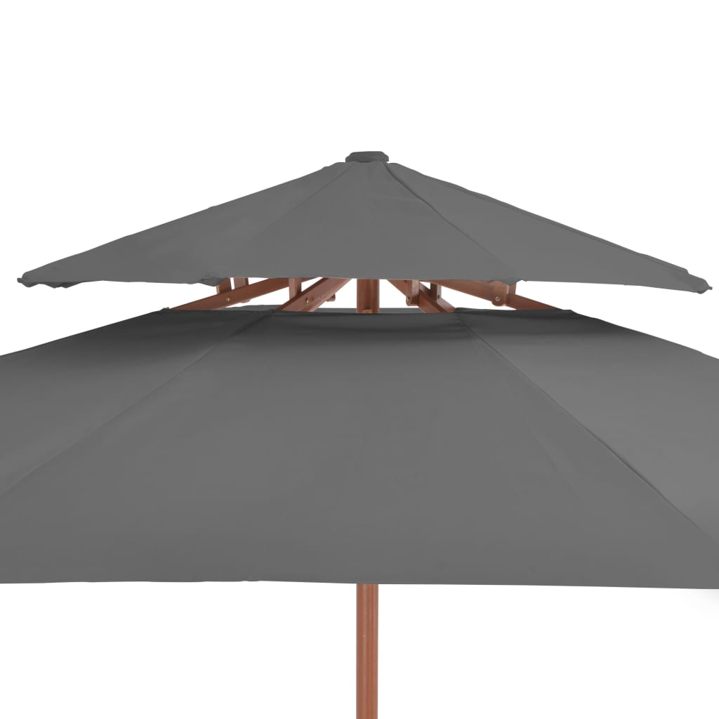 Sonnenschirm mit Doppeldach und Holzstange 270 cm Anthrazit