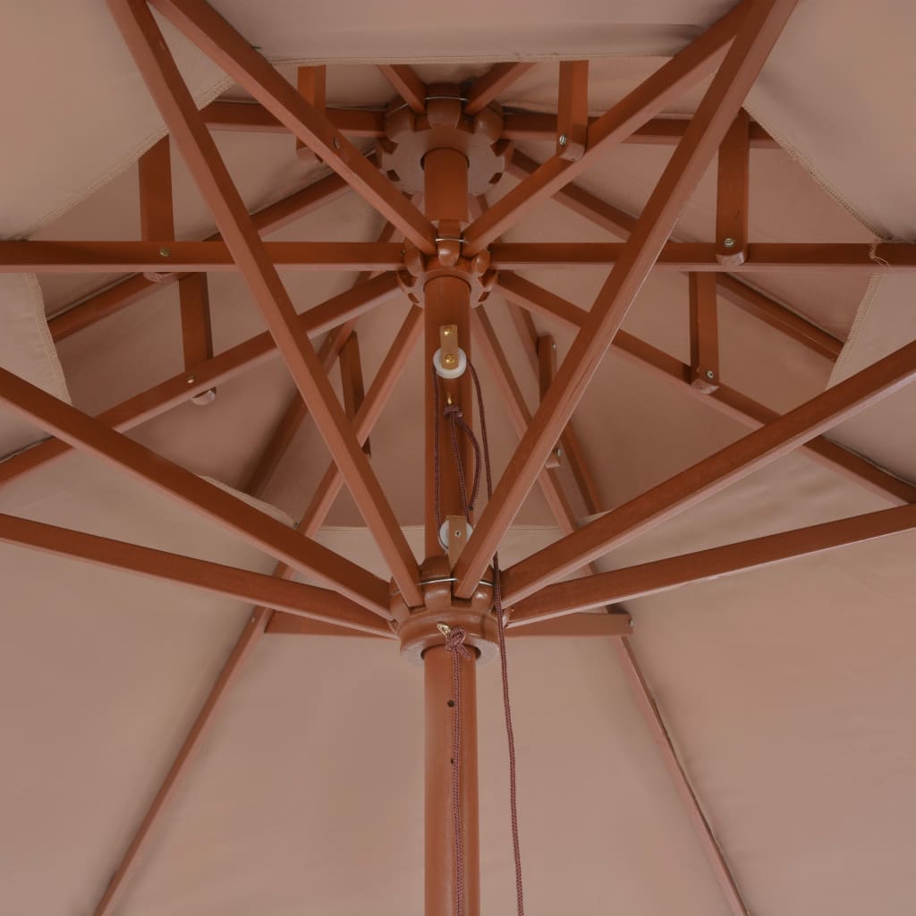 Dvoupatrový slunečník s dřevěnou tyčí 270 cm barva taupe