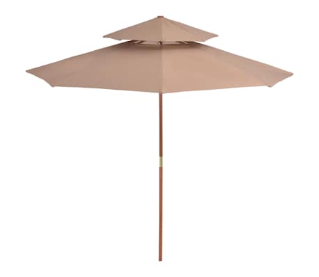vidaXL Sombrilla de dos pisos palo de madera taupe 270 cm