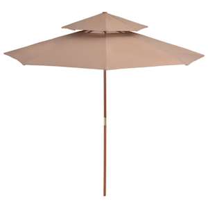 vidaXL Sombrilla de dos pisos palo de madera taupe 270 cm