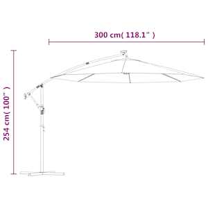 Boční zahradní slunečník s LED a ocelovou tyčí 300 cm taupe - obrázek 11
