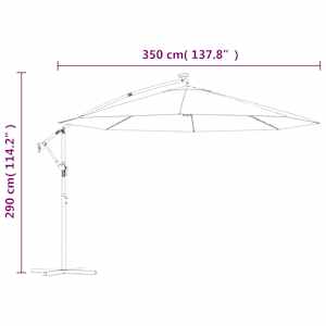 Boční zahradní slunečník s LED a kovovou tyčí 350 cm pískový - obrázek 12