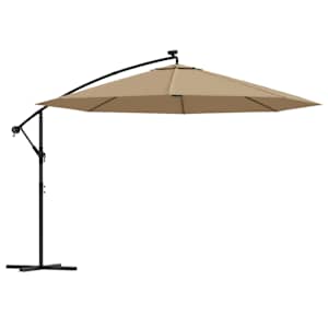 Boční zahradní slunečník s LED a kovovou tyčí 350 cm taupe - obrázek 2
