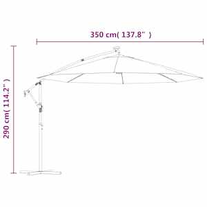 Boční zahradní slunečník s LED a kovovou tyčí 350 cm taupe - obrázek 12