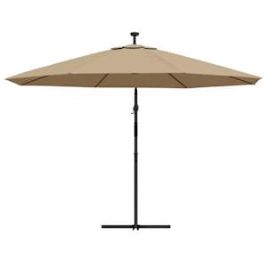 Boční zahradní slunečník s LED a kovovou tyčí 350 cm taupe - obrázek 7