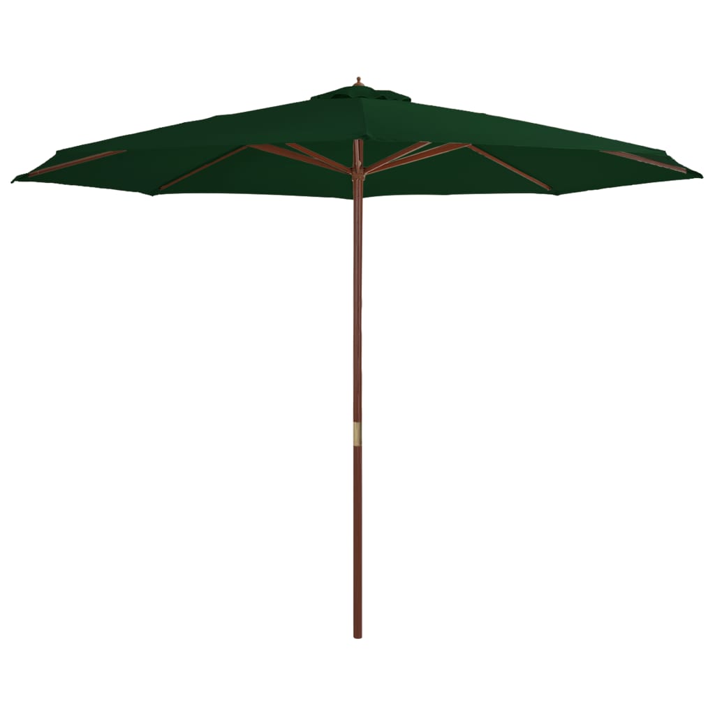 vidaXL udendørs parasol med træstang 350 cm grøn