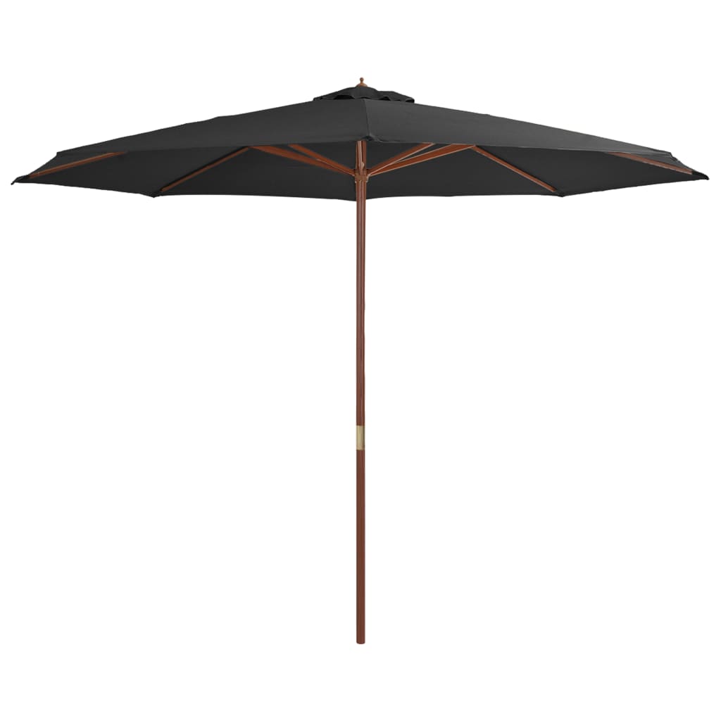 vidaXL Umbrelă de soare de exterior, stâlp din lemn, antracit, 350 cm