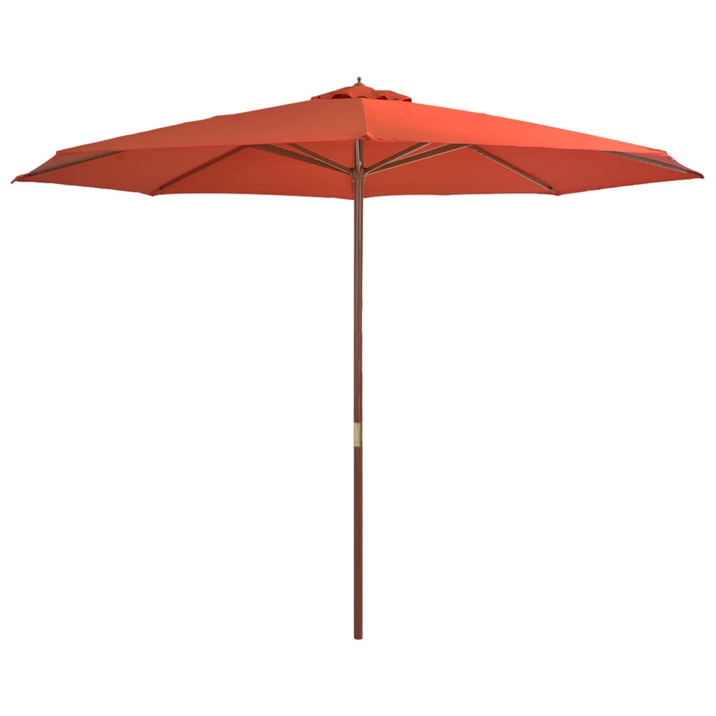 vidaXL Umbrelă de soare de exterior, stâlp lemn, cărămiziu, 350 cm 350