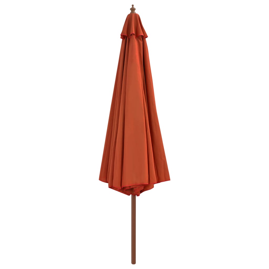 vidaXL Parasol met houten paal 350 cm terracottakleurig afbeelding