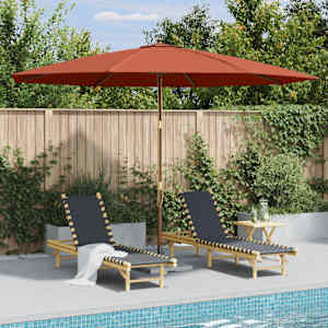 vidaXL Parasol d'ext&eacute;rieur avec m&acirc;t en bois 350 cm Terre cuite