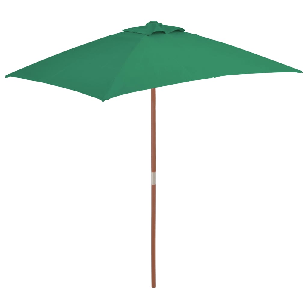 vidaXL udendørs parasol med træstang 150 x 200 cm grøn