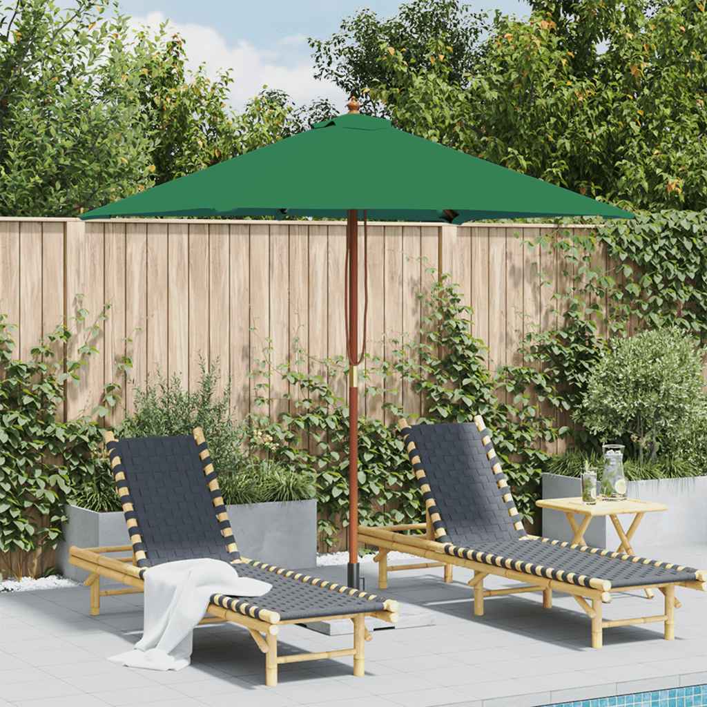 vidaXL Sonnenschirm mit Holz-Mast 150x200 cm Grün