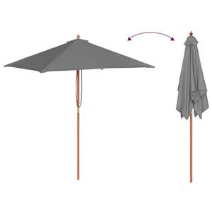 Zahradní slunečník s dřevěnou tyčí 150 x 200 cm antracitový - obrázek 6