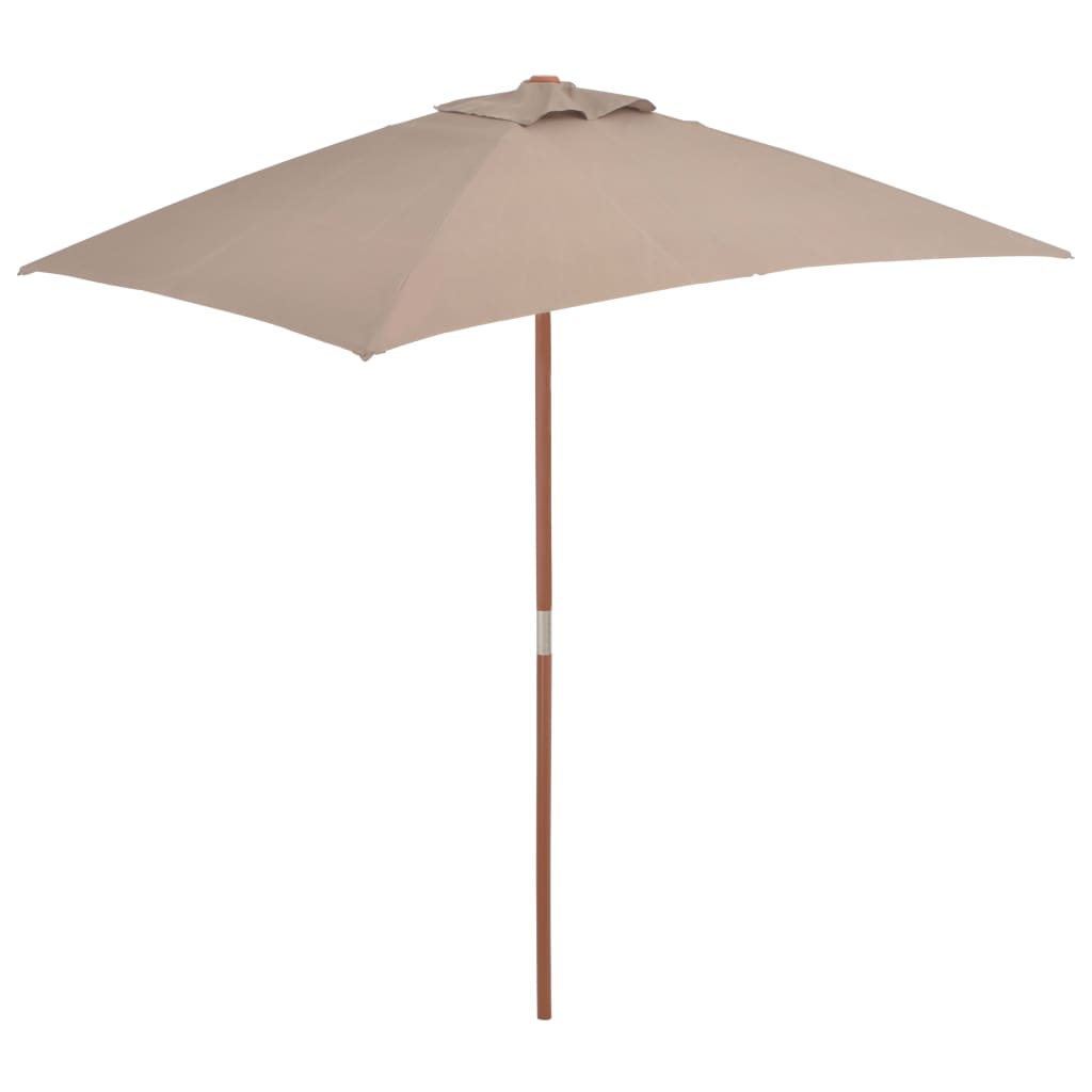 vidaXL udendørs parasol med træstang 150 x 200 cm gråbrun