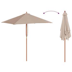 Zahradní slunečník s dřevěnou tyčí 150 x 200 cm taupe - obrázek 6