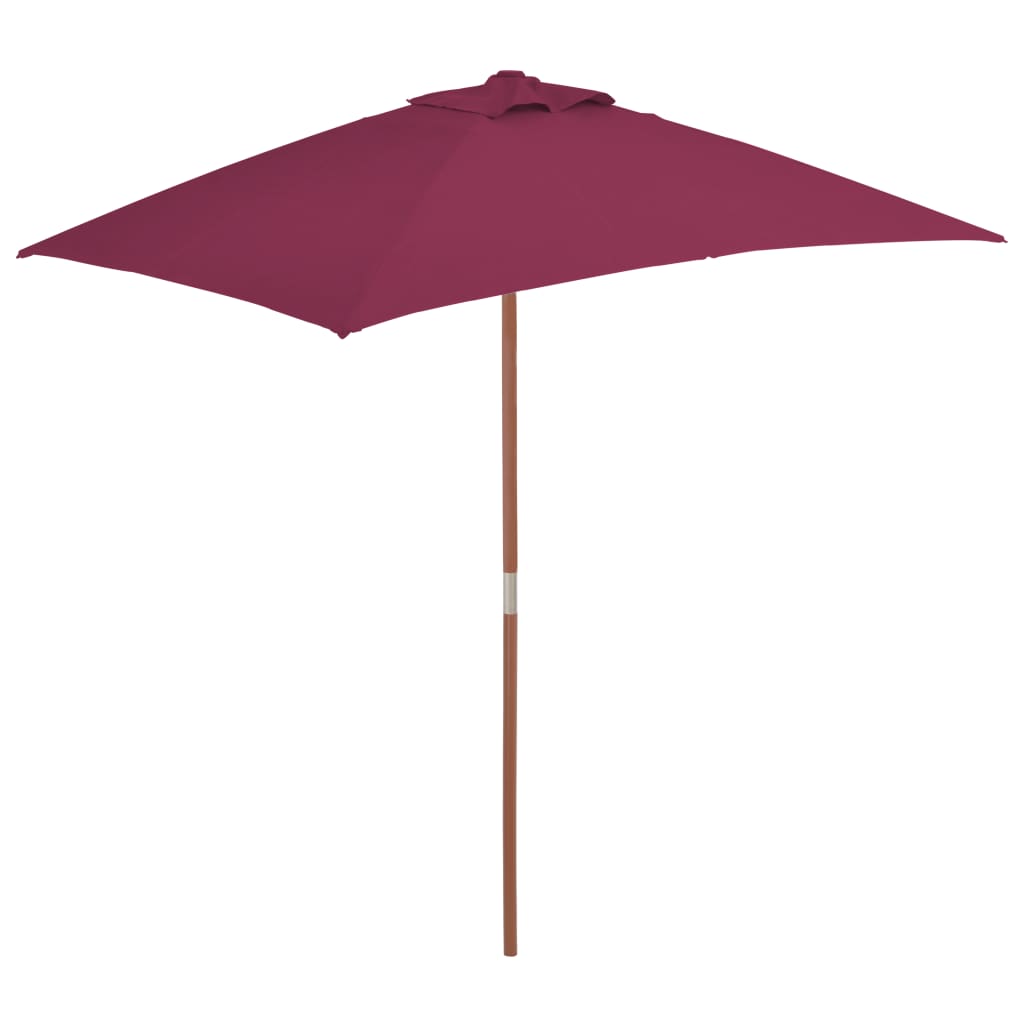 vidaXL Umbrelă de soare de exterior, stâlp lemn, 150×200 cm roșu bordo vidaXL