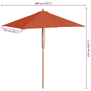 Zahradní slunečník s dřevěnou tyčí 150 x 200 cm terakotový - obrázek 11
