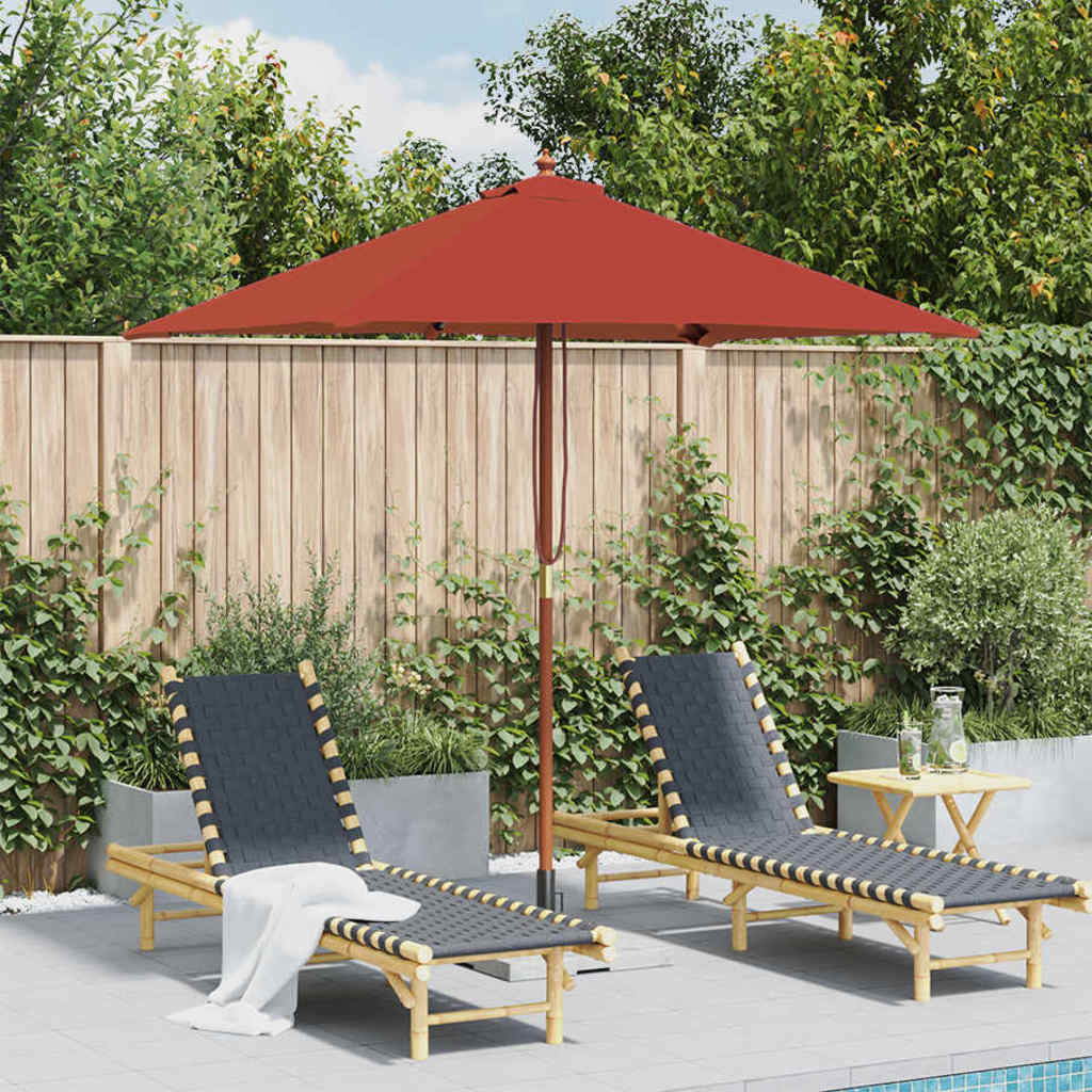 vidaXL Sonnenschirm mit Holz-Mast 150x200 cm Terrakotta