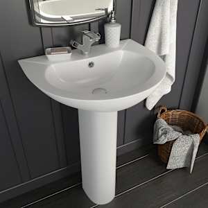 vidaXL iseseisev valamu jalaga, keraamiline, valge 520 x 440 x 190 mm