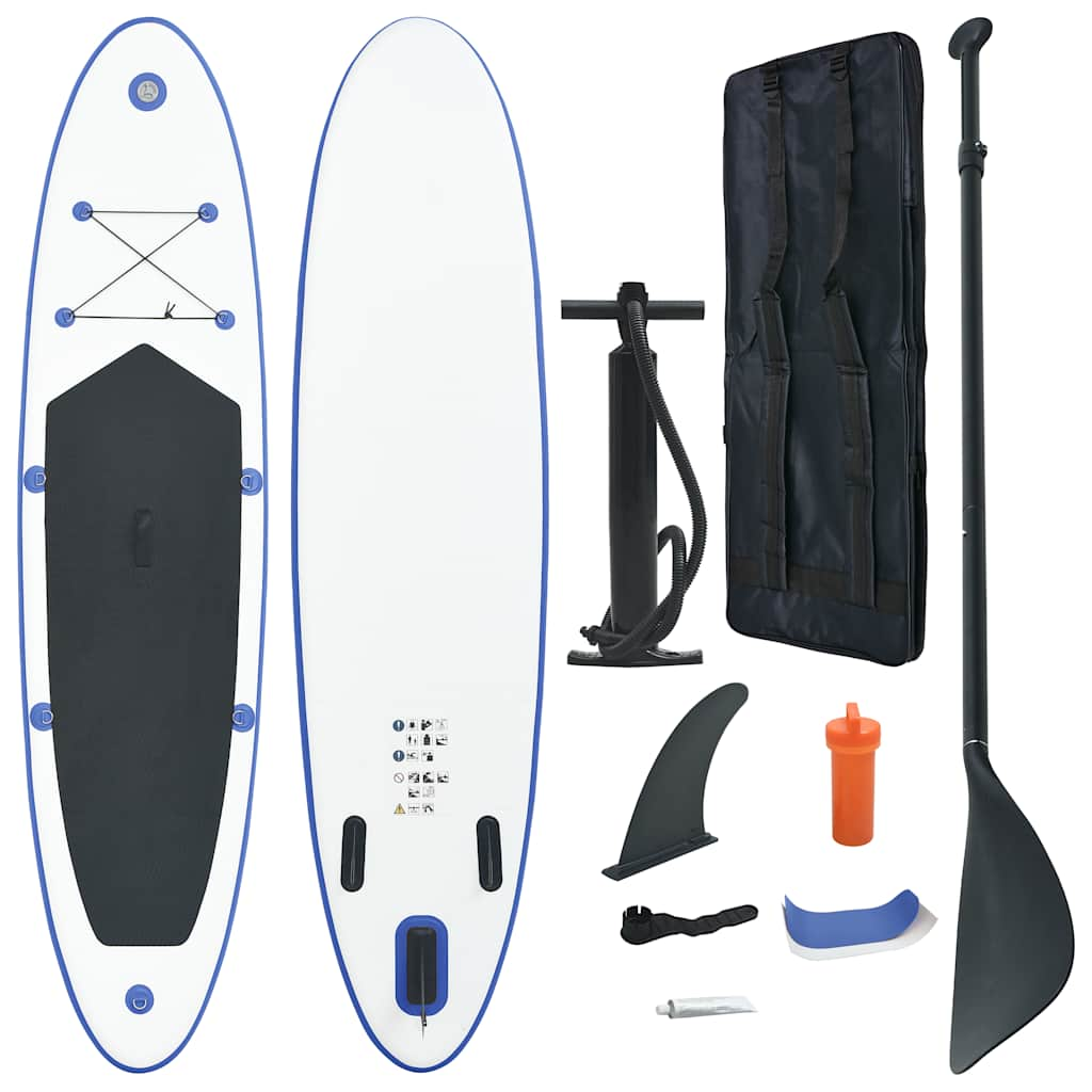 vidaXL Stand Up-Paddelboard-Set Aufblasbar Blau und Weiß