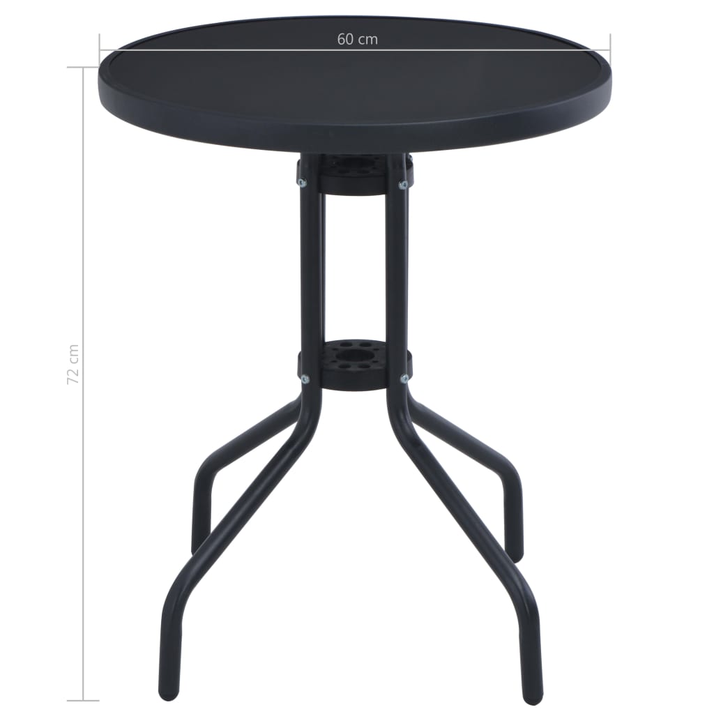 Set mobilier bistro, 3 piese, negru, aluminiu și textilenă