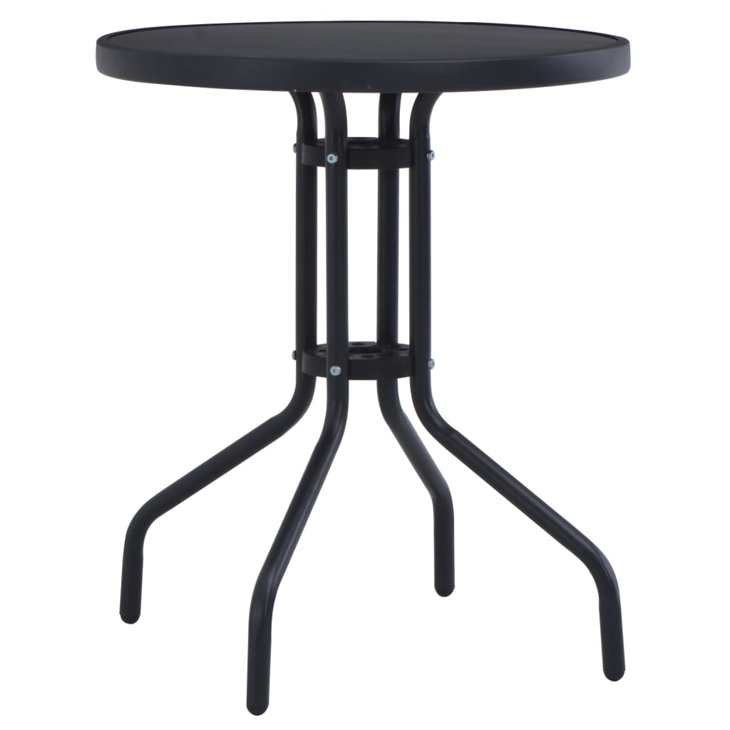 Set mobilier bistro, 3 piese, negru, aluminiu și textilenă