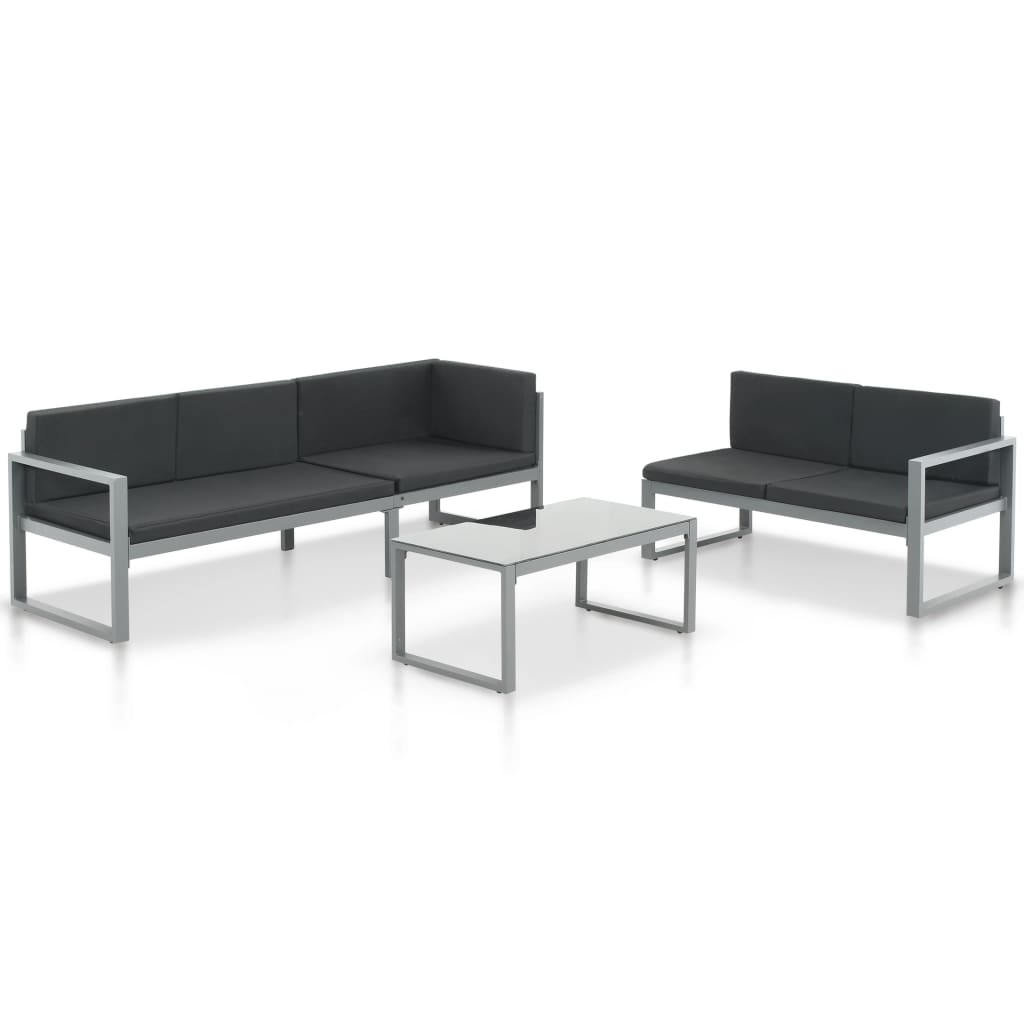 vidaXL Set mobilier de grădină cu perne 3 piese negru aluminiu