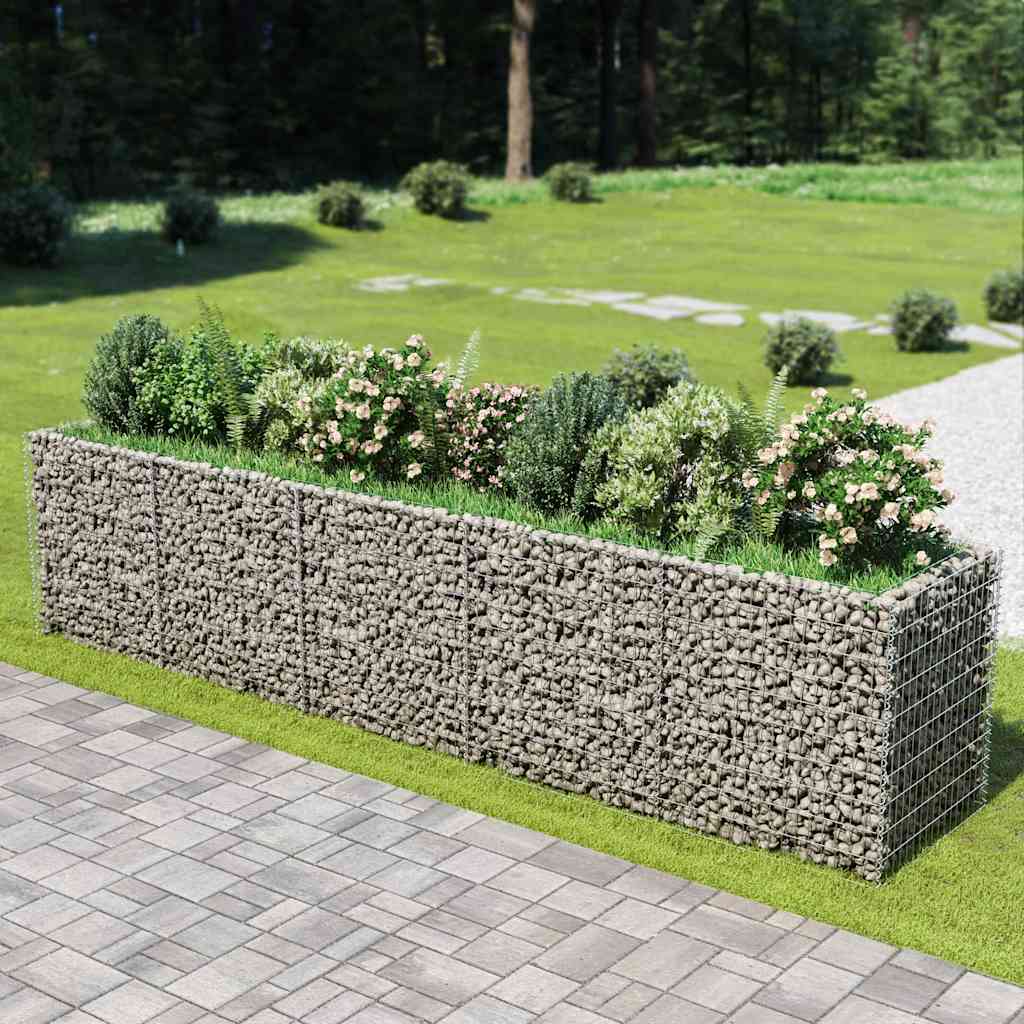 vidaXL Strat înălțat gabion, 450 x 90 x 100 cm, oțel galvanizat