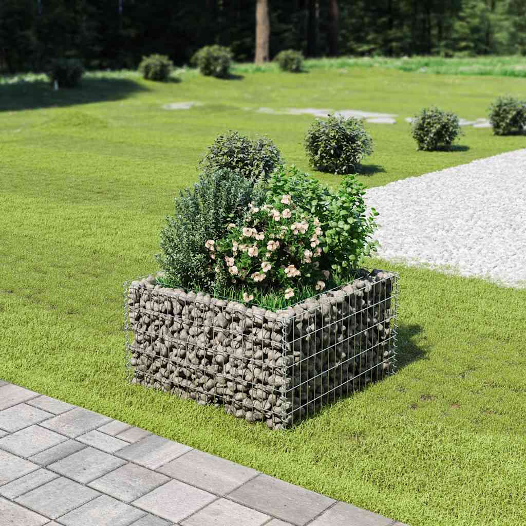 vidaXL Strat înălțat gabion, 90 x 90 x 50 cm, oțel galvanizat