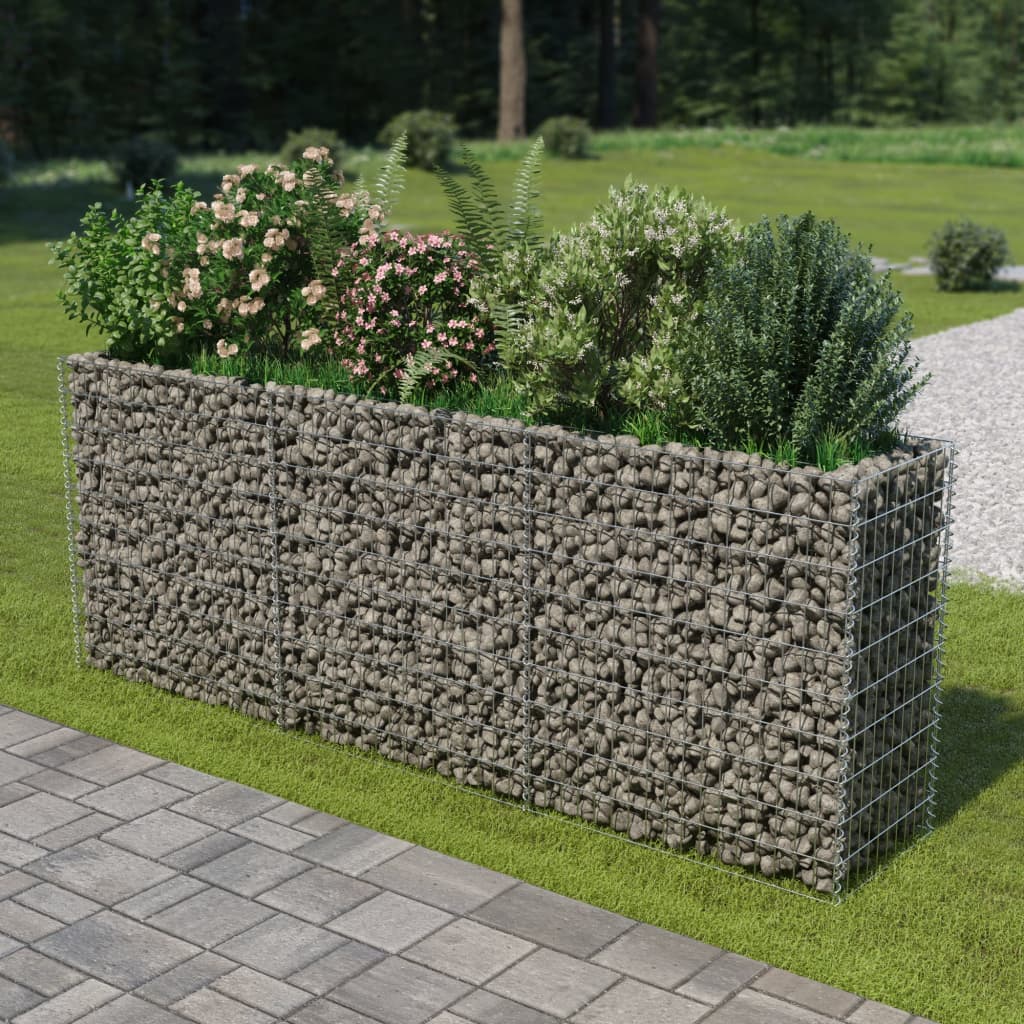 vidaXL Strat înălțat gabion, 270 x 50 x 100 cm, oțel galvanizat