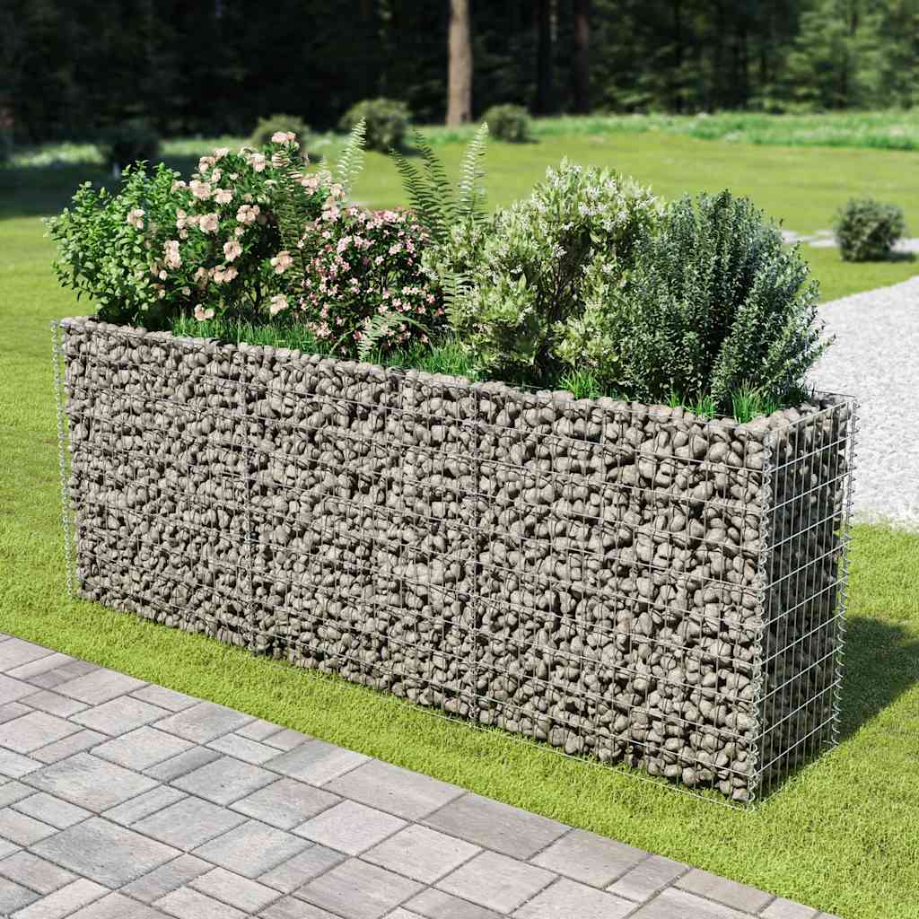 vidaXL Strat înălțat gabion, 270 x 50 x 100 cm, oțel galvanizat