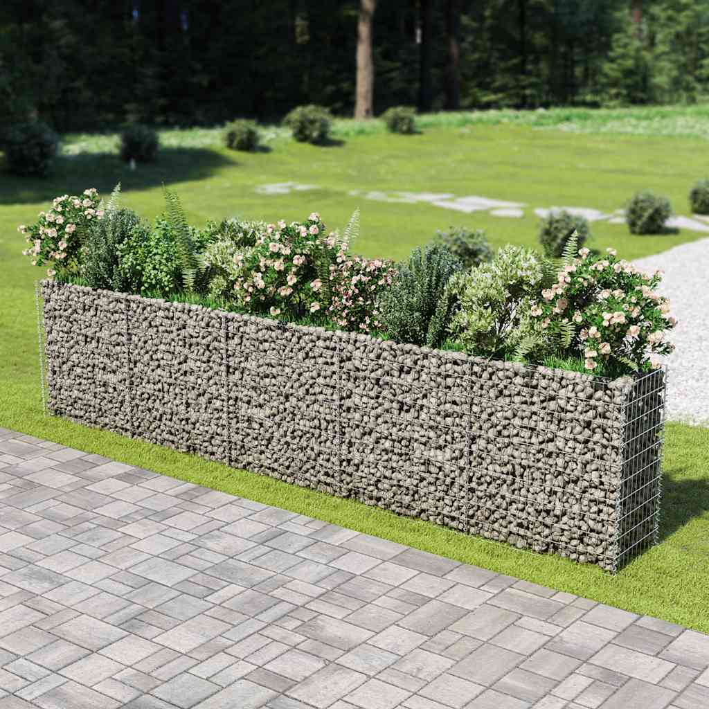 vidaXL Strat înălțat gabion, 450 x 50 x 100 cm, oțel galvanizat