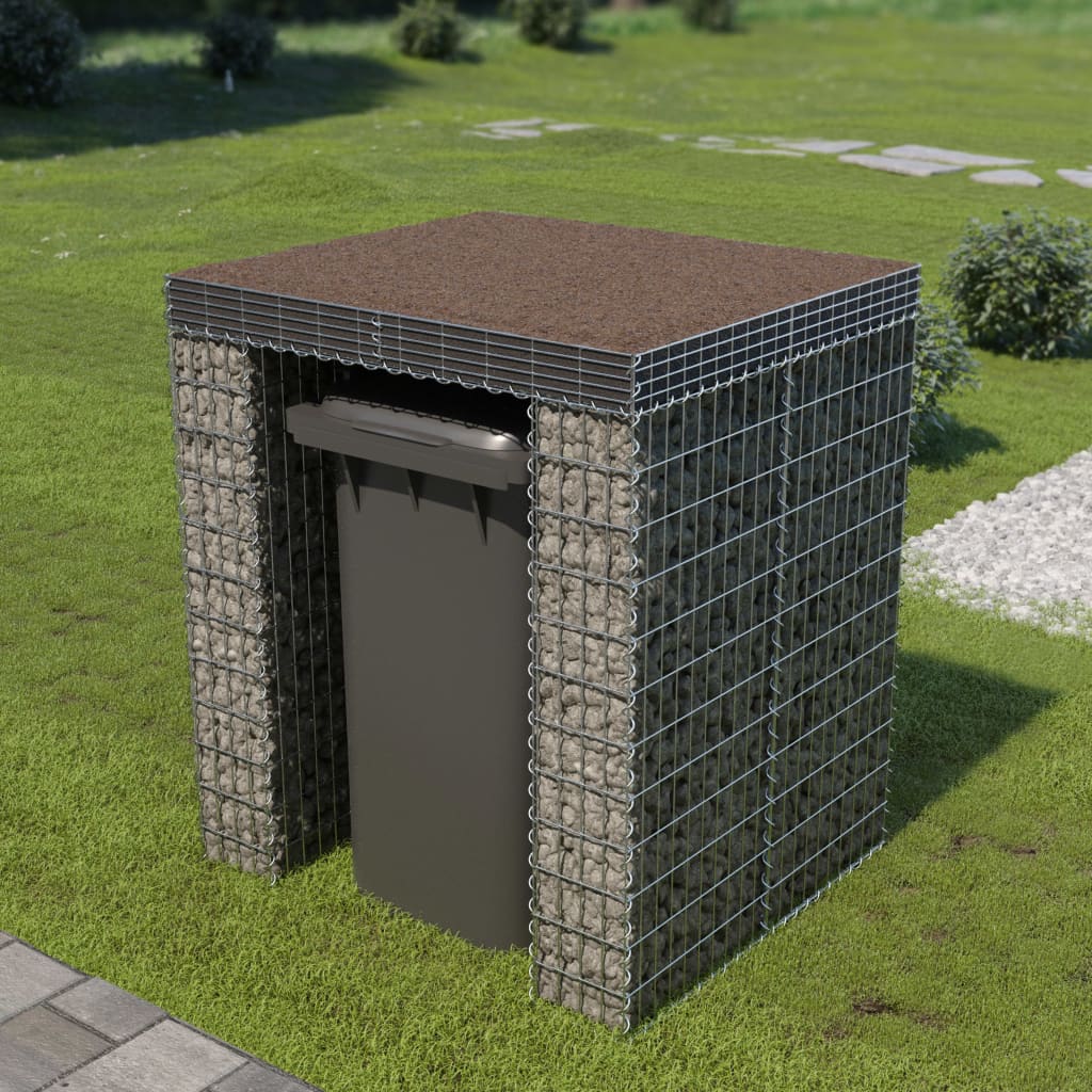vidaXL Muro de gaviones para contenedor de basura acero 110x100x130cm
