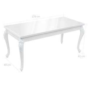Jídelní stůl 179 x 89 x 81 cm vysoký lesk bílý - obrázek 9