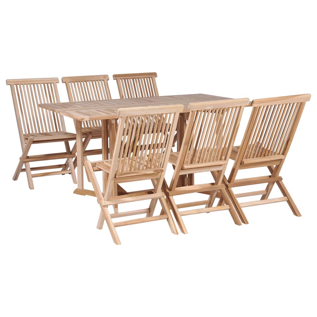 vidaXL Set mobilier de exterior pliabil, 7 piese, lemn masiv de tec