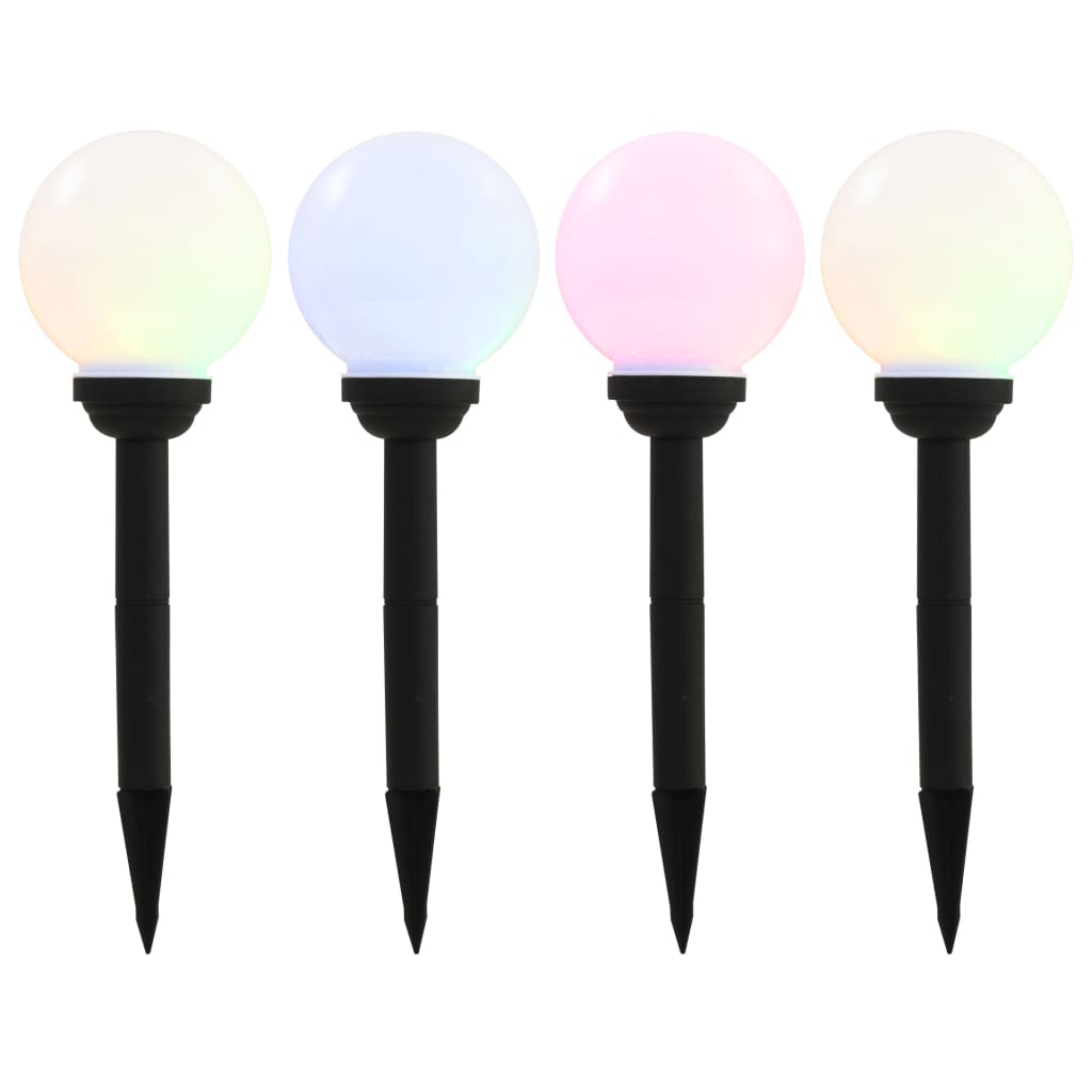 4 db napelemes kültéri LED gömblámpa, 15 cm RGB