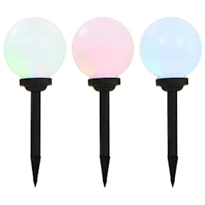 Zunanje solarne svetilke 3 kosi LED okrogle 20 cm RGB