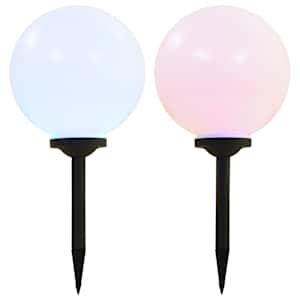 Zunanje solarne svetilke 2 kosa LED okrogle 30 cm RGB