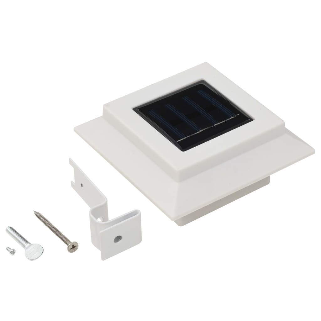 6 db négyszögletes fehér kültéri napelemes LED lámpa, 12 cm 