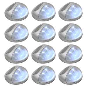 Zahradní nástěnné solární lampy LED 12 ks kulaté stříbrné - obrázek 1