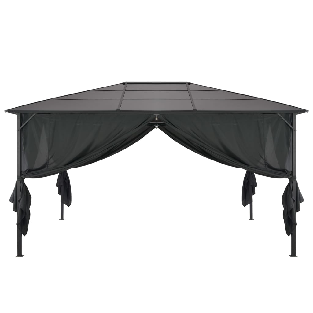 

vidaXL Tuinpaviljoen met gordijn 4x3x2,6 cm aluminium zwart