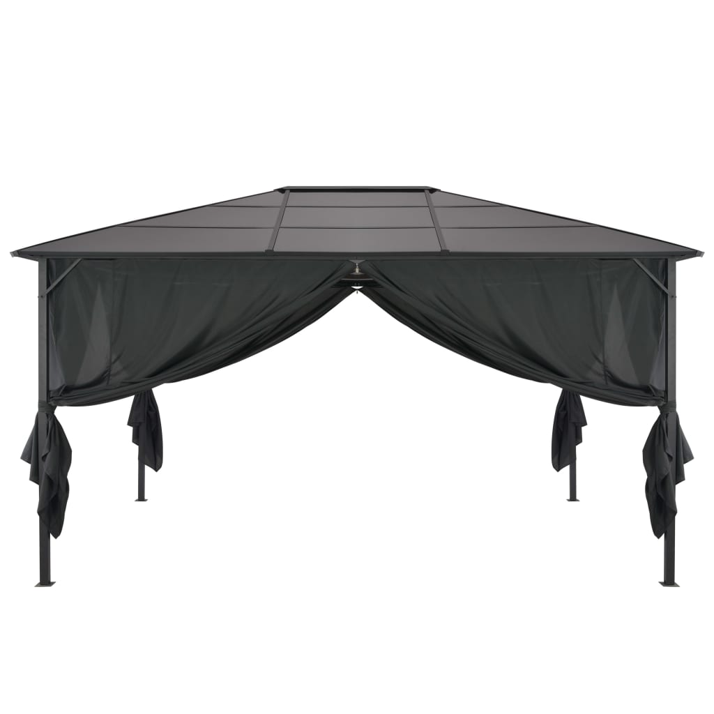 vidaXL Pavilion cu perdea, negru, 4 x 3 x 2,6 m, aluminiu 