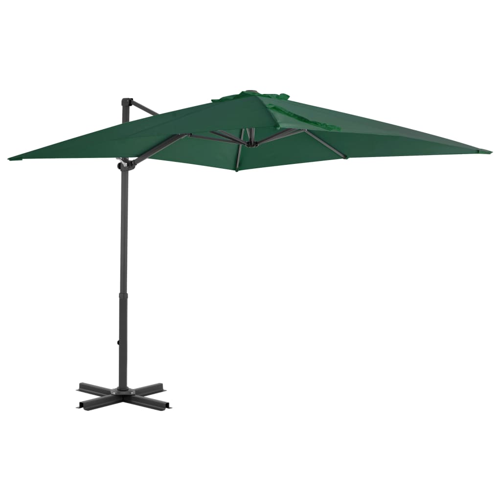 vidaXL Umbrelă în consolă cu stâlp din aluminiu, verde, 250x250 cm