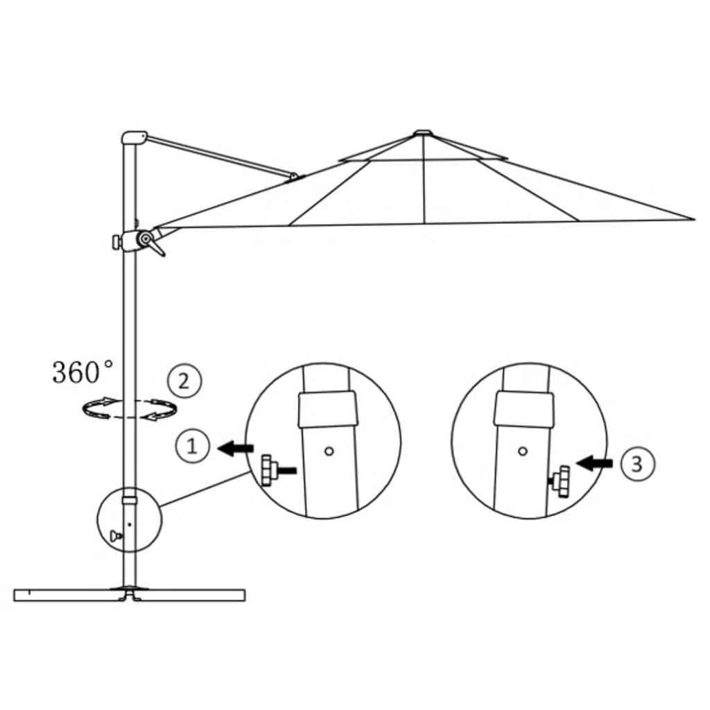 Parasol wiszący 250x250x230cm, zielony, UV, aluminiowy