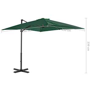 Boční zahradní slunečník s hliníkovou tyčí zelený 250 x 250 cm - obrázek 8