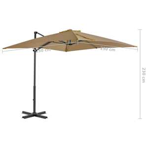 Boční zahradní slunečník s hliníkovou tyčí taupe 250 x 250 cm - obrázek 8