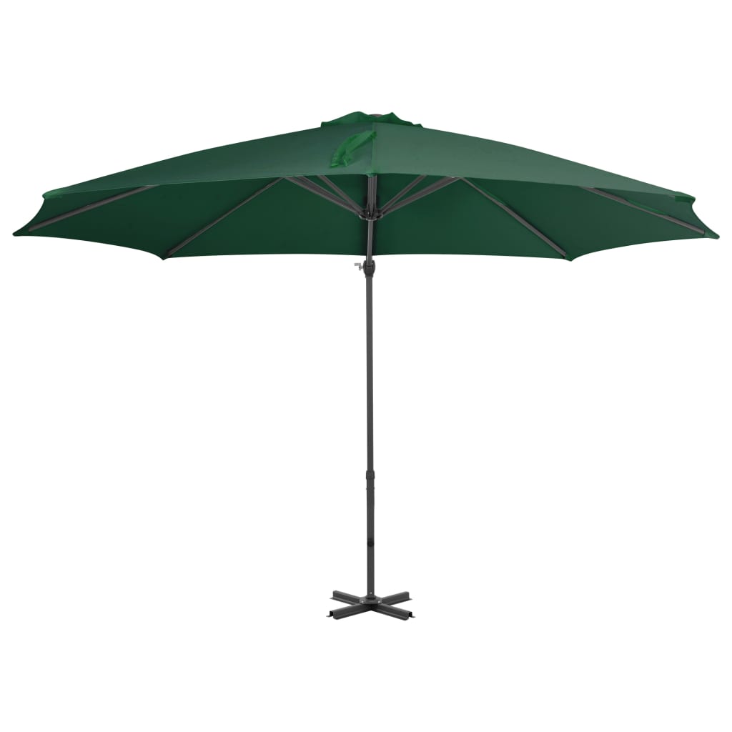 vidaXL Umbrelă suspendată cu stâlp din aluminiu, verde, 300 cm