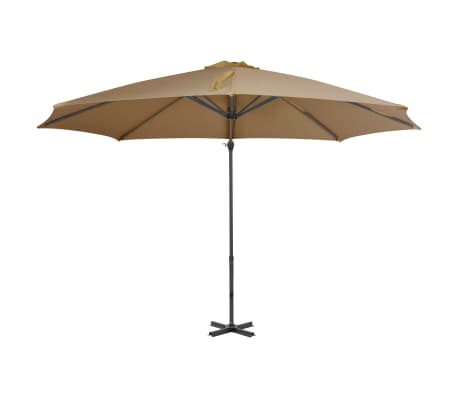 vidaXL Parasol de jardin en porte-&agrave;-faux et poteau en aluminium taupe