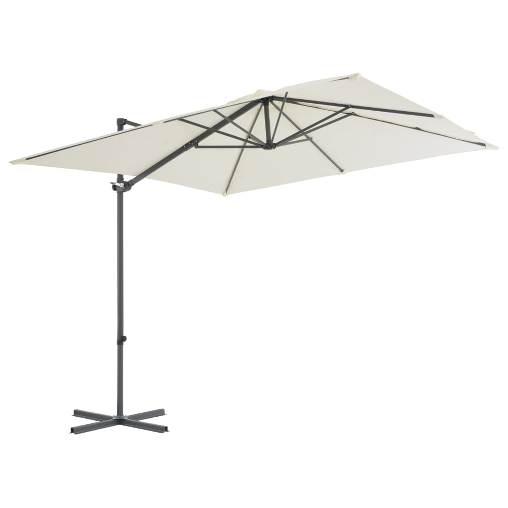 vidaXL Zweefparasol met stalen paal 250x250 cm zandkleurig afbeelding