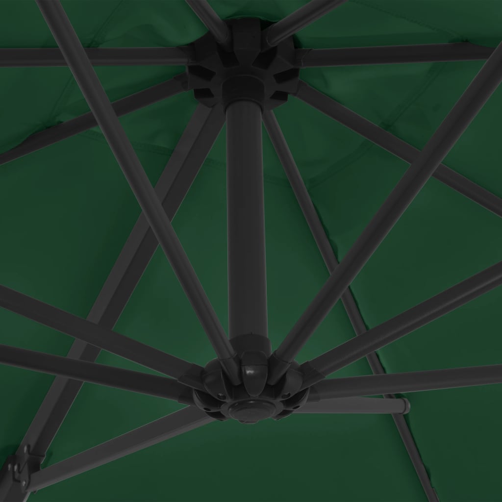 Konzolový slunečník s ocelovou tyčí 250 x 250 cm zelený